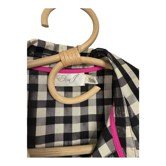 Eliza J Gingham Checkered Hot Pink Sash Button Down Sleeveless Dress NWOT 4 - Picture 6 of 16